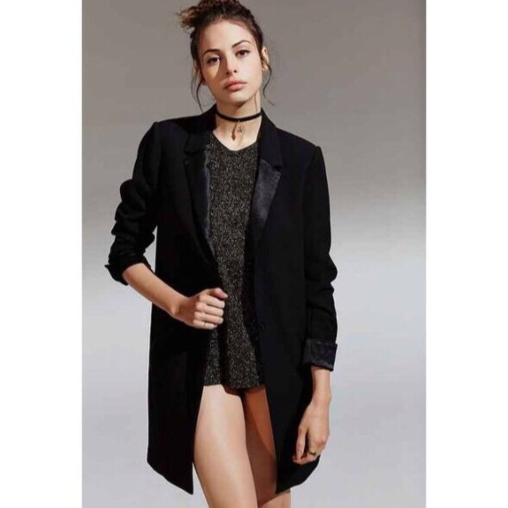 UO Silence + Noise Black Tuxedo Long Blazer Size S